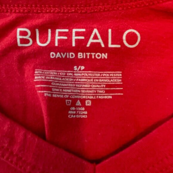 Buffalo David Bitton Basic Long Sleeve V-Neck Basic Tee Red Jersey Knit S - Picture 3 of 4